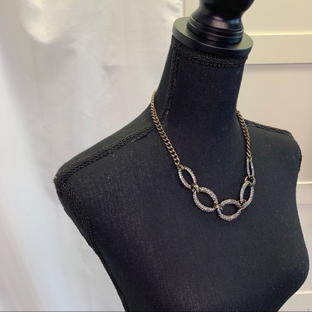 LOFT Gunmetal and Rhinestone Link Princess Necklace - Picture 4 of 12